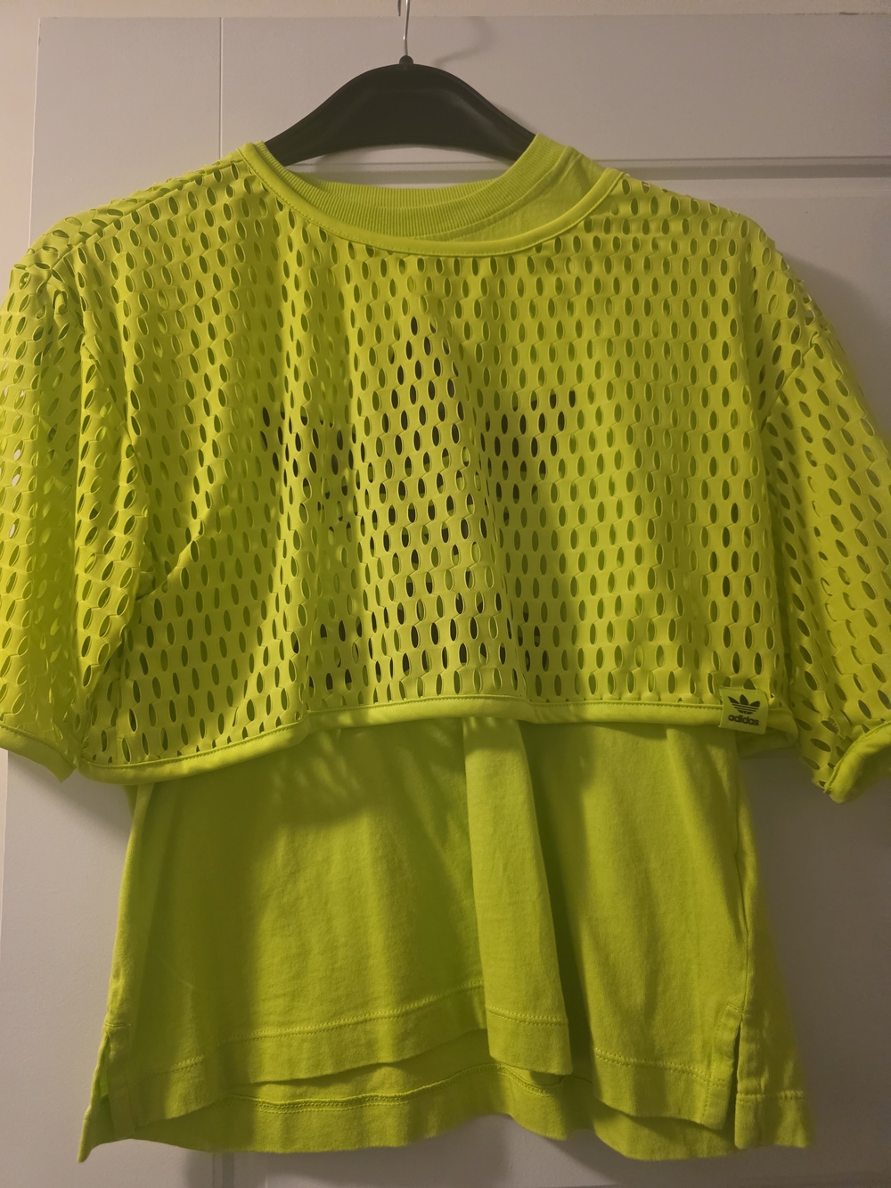 Adidas Neon Yellow Layered Mesh Crop Top